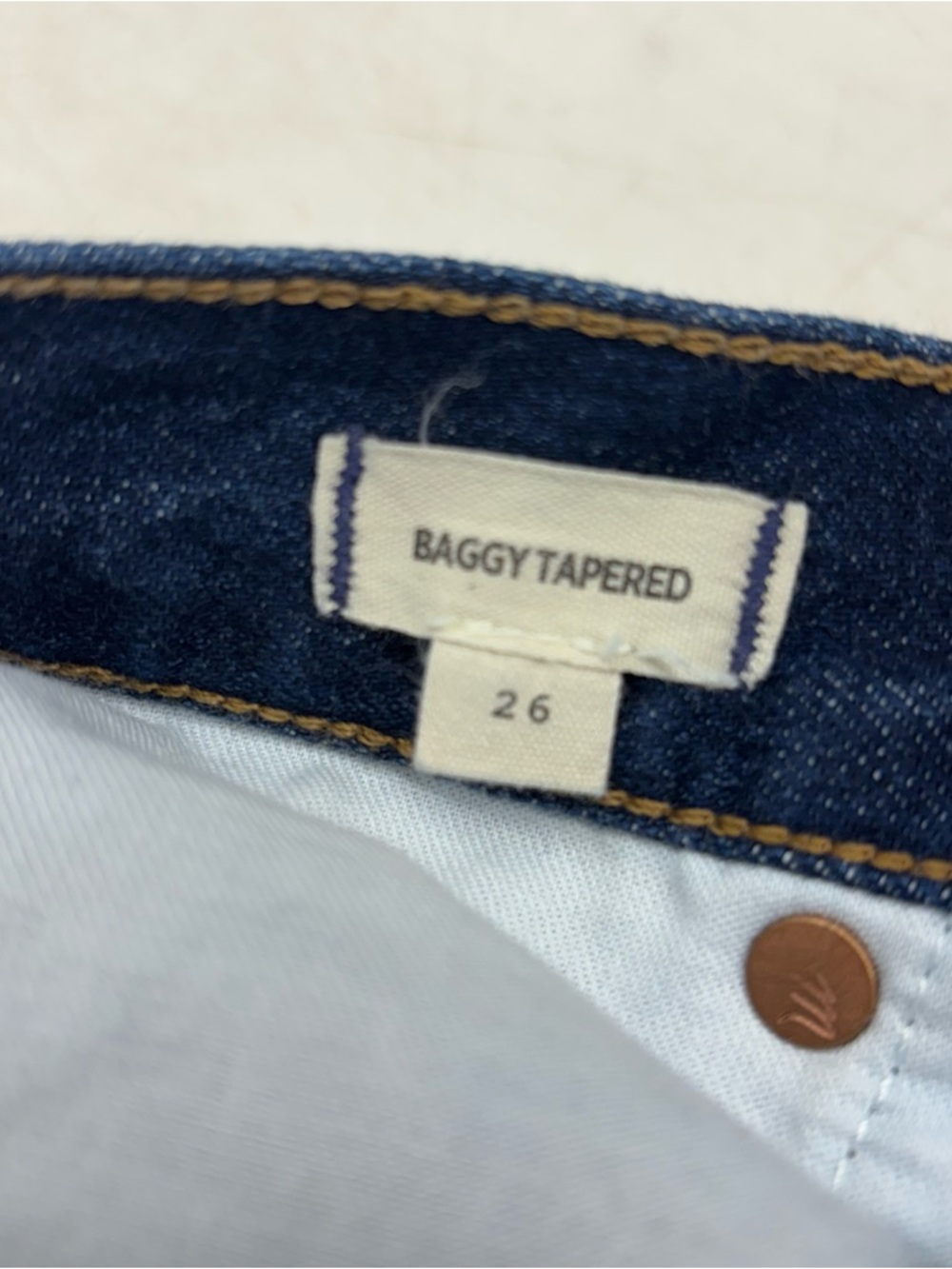 Madewell “Baggy Tapered” High-Rise Women's Dark Blue Denim Jeans - Picture 4 of 4